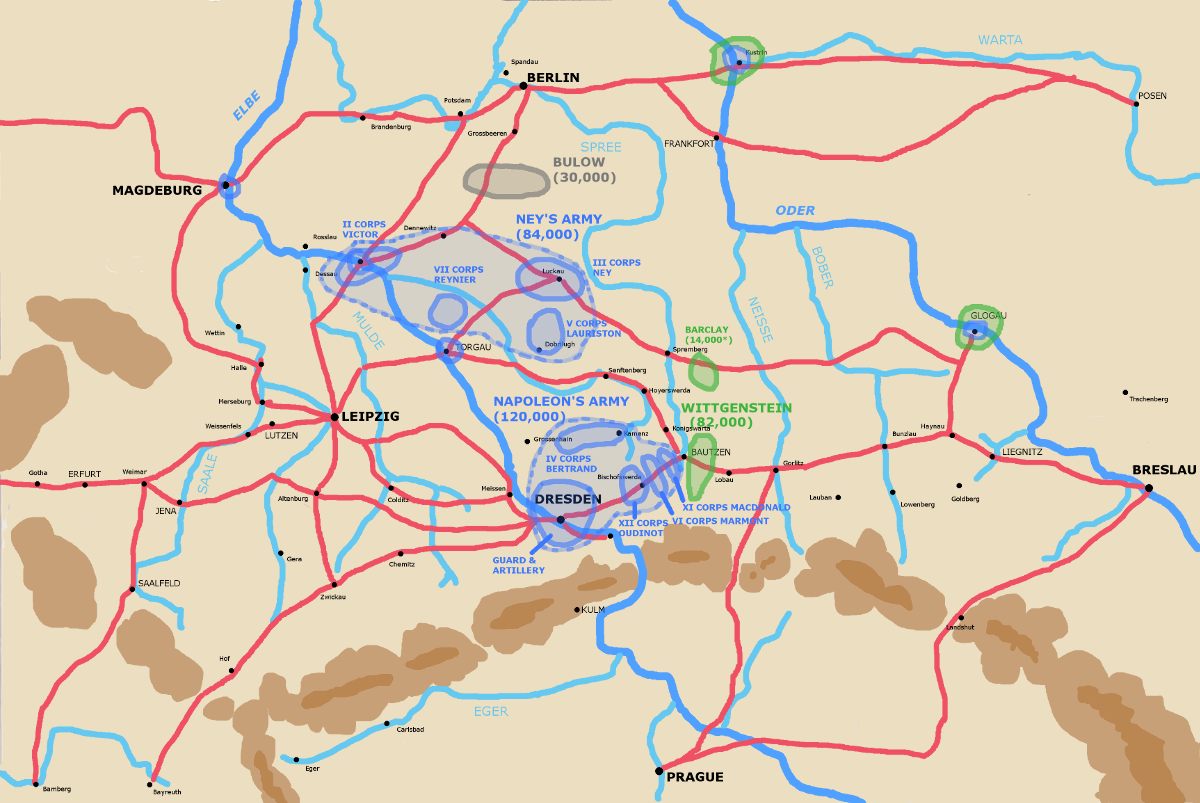 A map showing the theatre of operations Map 15th 1813.