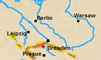 Map of east central Germany with Kulm marked.