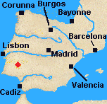 Map of Iberia with Albuera marked.