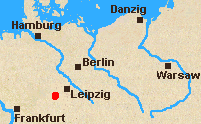 Map of North Germany with Jena marked.