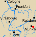Map of Rhineland Bavaria and Switzerland with Hohenlinden marked.