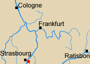 Map of Rhineland with Kinzig marked.
