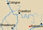 Map of Rhineland with Neresheim marked.