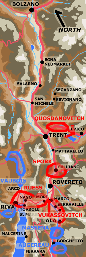 A map showing Adige Valley September 2nd.