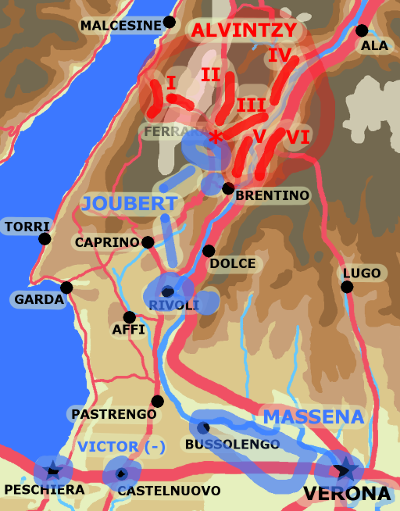A map showing situation around Rivoli 12th January 1797.