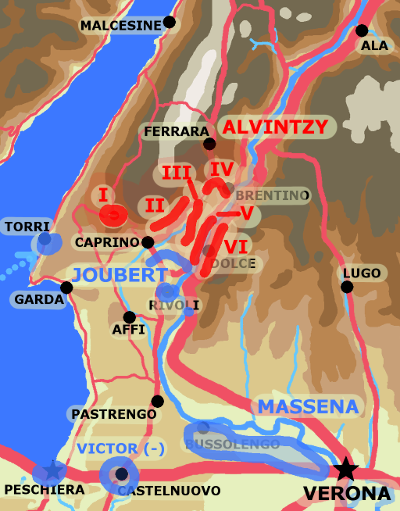 A map showing situation around Rivoli 13th January 1797.