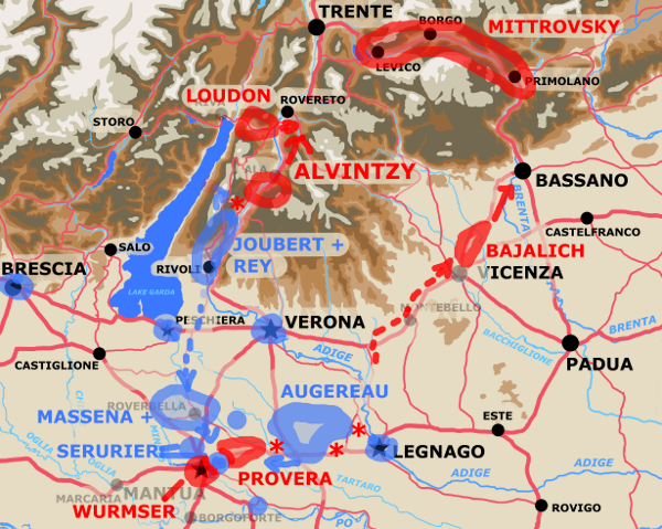 A map showing unit locations on January 15th 1797.