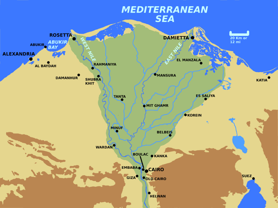 A map showing Egyptian delta.